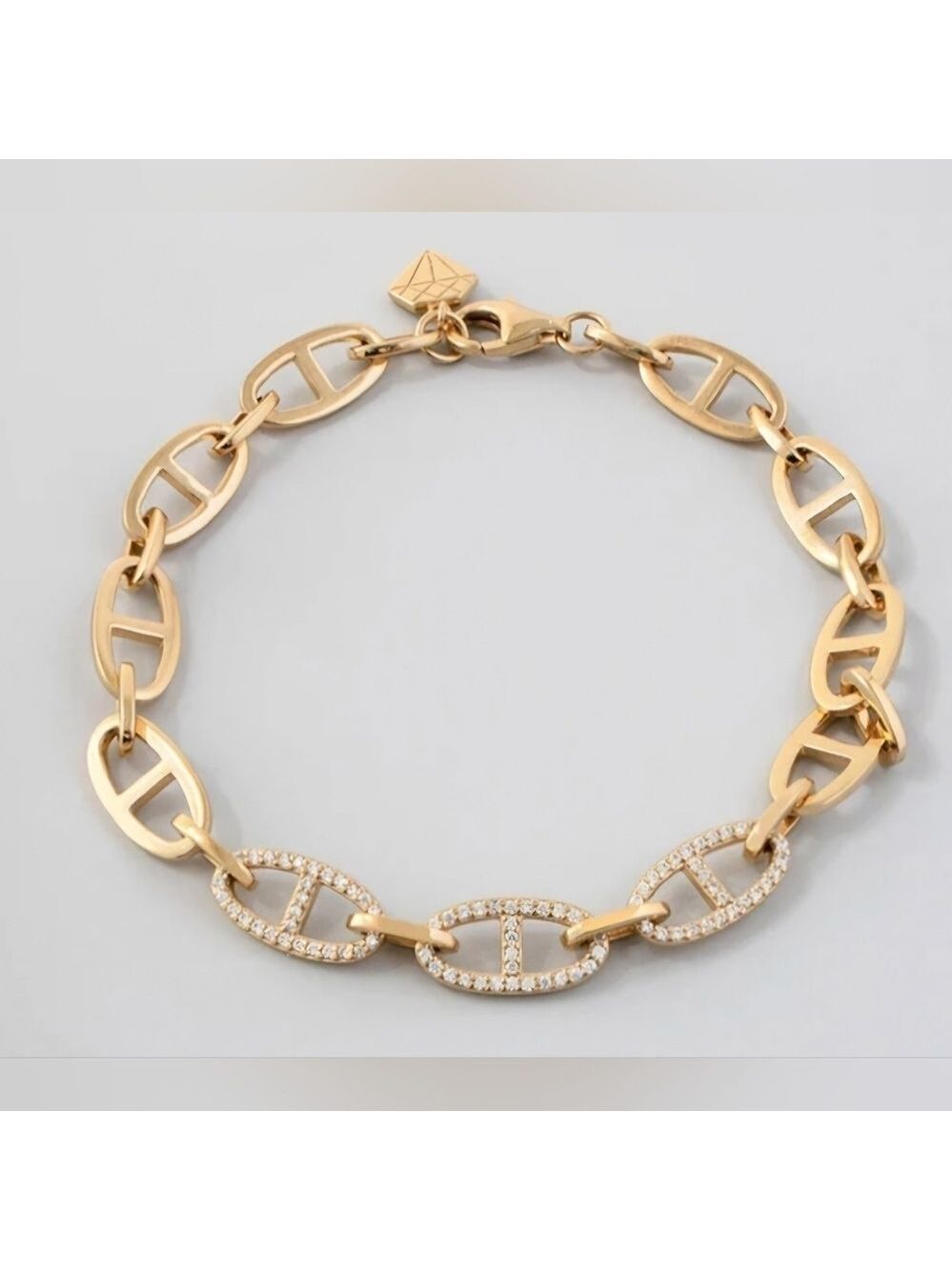 Wanderlust + Co Multi Link Anchor 14K Gold Vermeil Chain Bracelet New With Tags